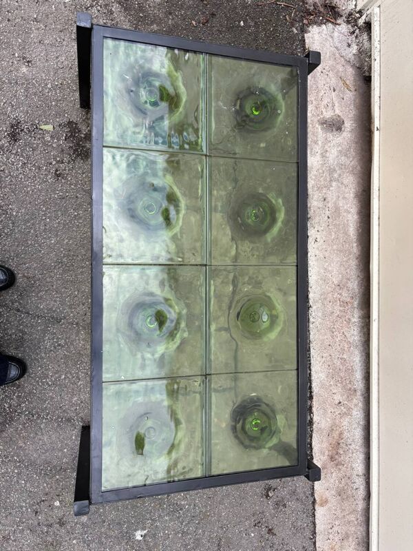 Table basse vintage 50’ en verre moulé design unique