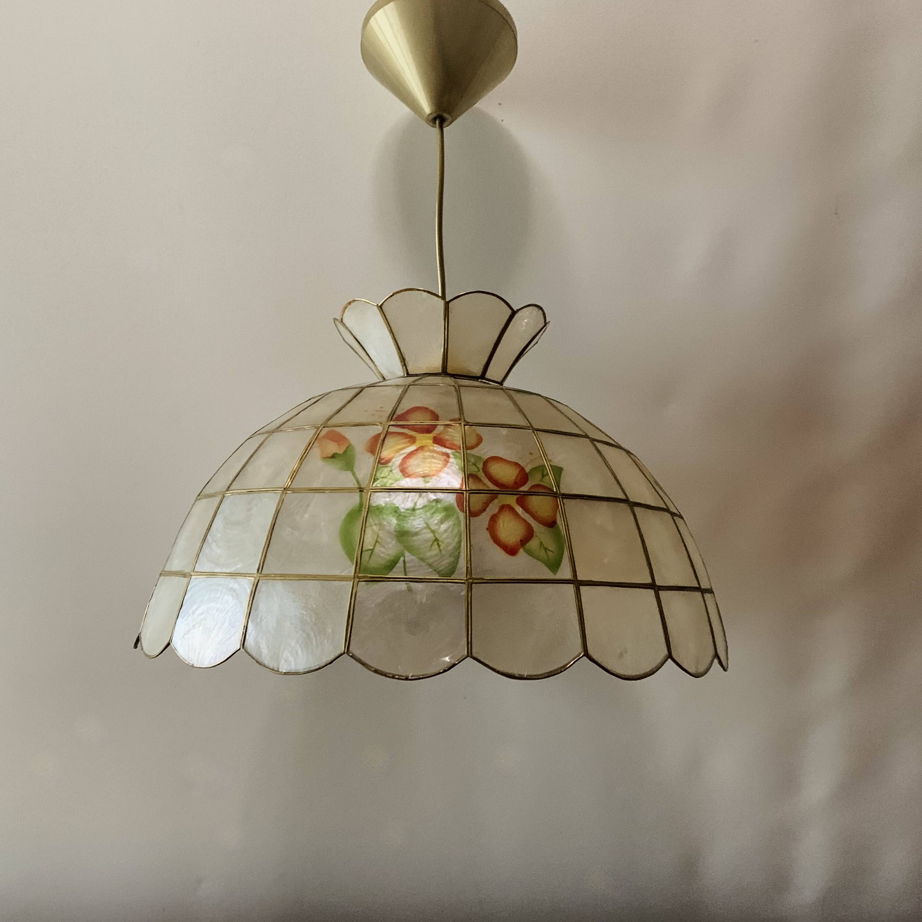 Vintage mother-of-pearl and brass pendant/chandelier