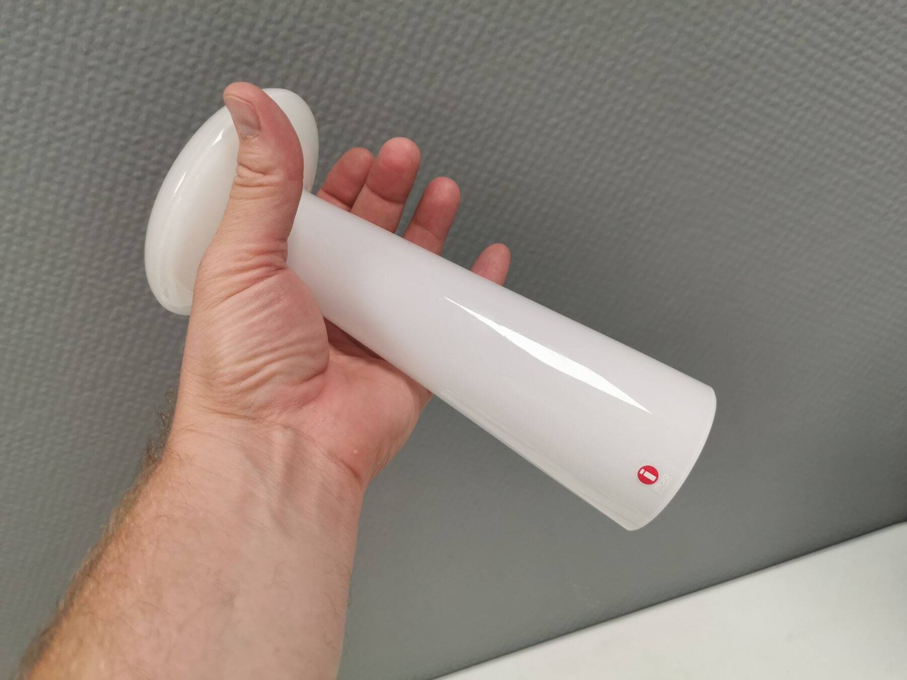 Candlestick in opal glass by Harri Koskinen for Iittala Finland 1996