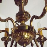 French vintage heavy brass 6 light empire style chandelier