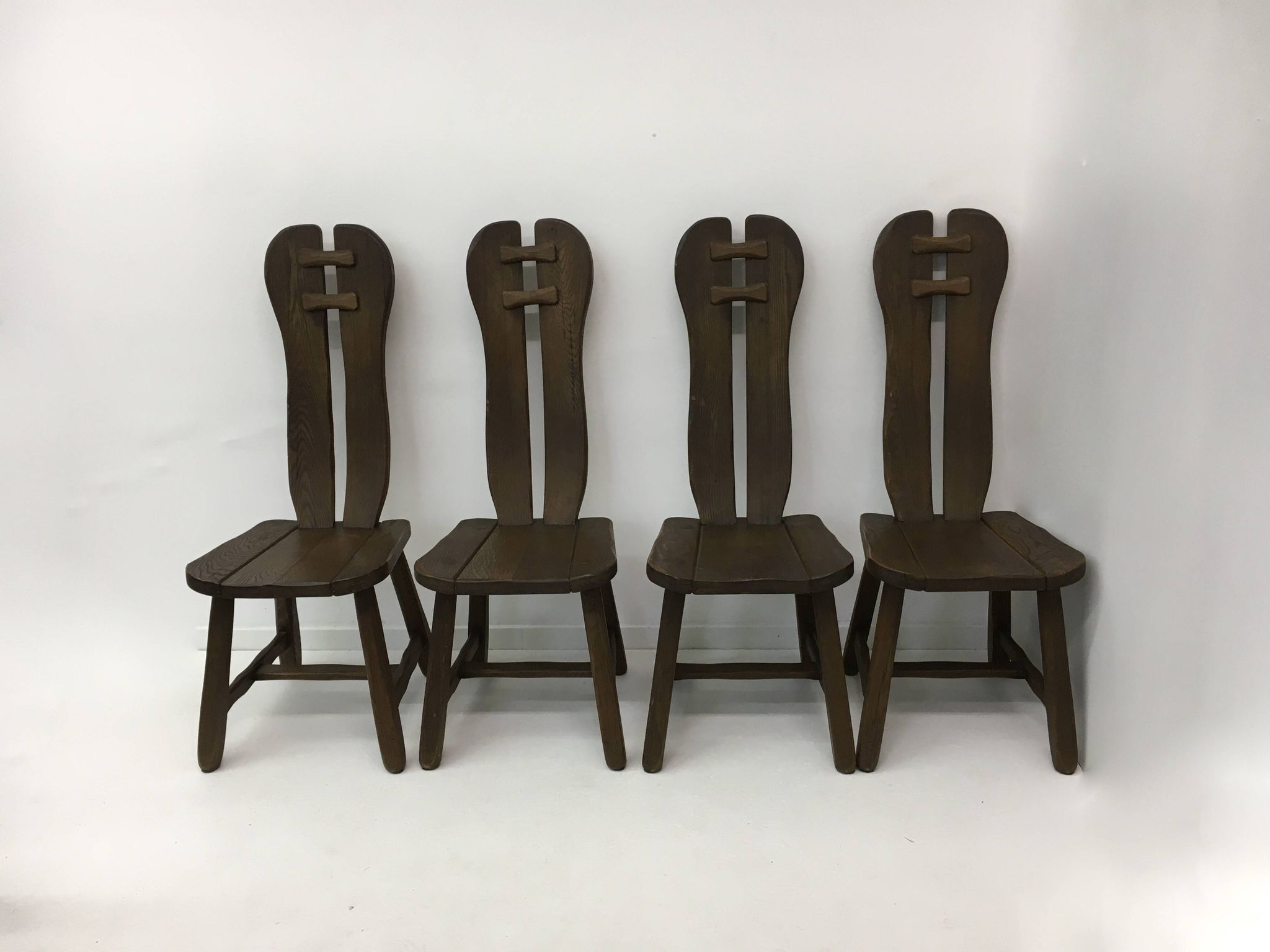 Set of 4 Belgian Brutalist Dining Chairs from De Puydt, 1970’s