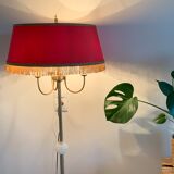 Vintage brass floor lamp in scale and opaline 1950