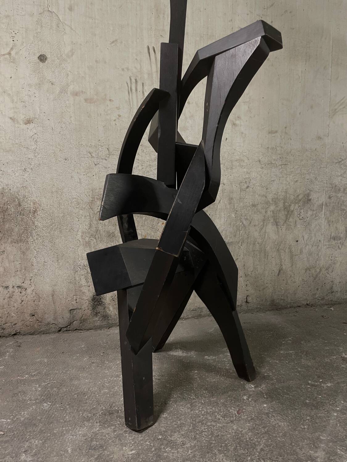 Large abstract sculpture in painted wood