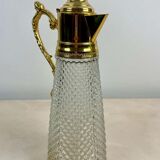 Crystal ewer with diamond tip and gilded metal - decanter - Italy 1930 - Art Deco