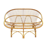 Canapé banquette en rotin vintage