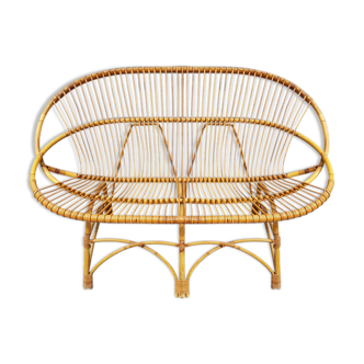 Vintage rattan sofa bench