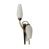 Lunel 1960 wall lamp, opaline, metal and golden brass