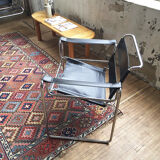 Bauhaus modernist leather chrome armchairs