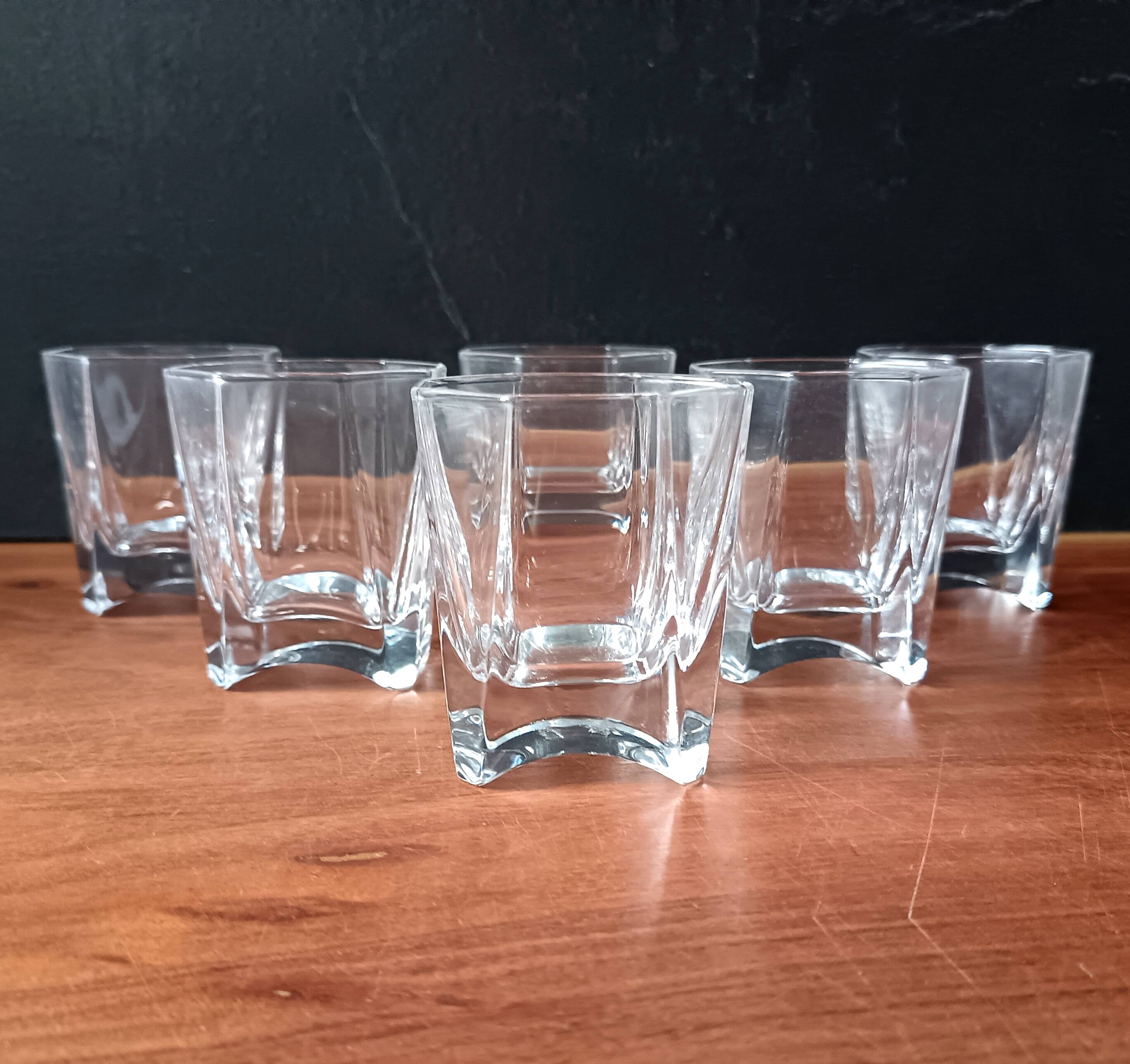 6 verres à whisky verre pressé transparent vintage