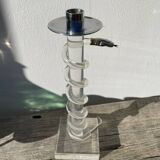 Silver-plated metal candlestick signed Alessandro Albrizzi 1970