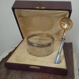 Crystal silver sugar bowl and spoon in box