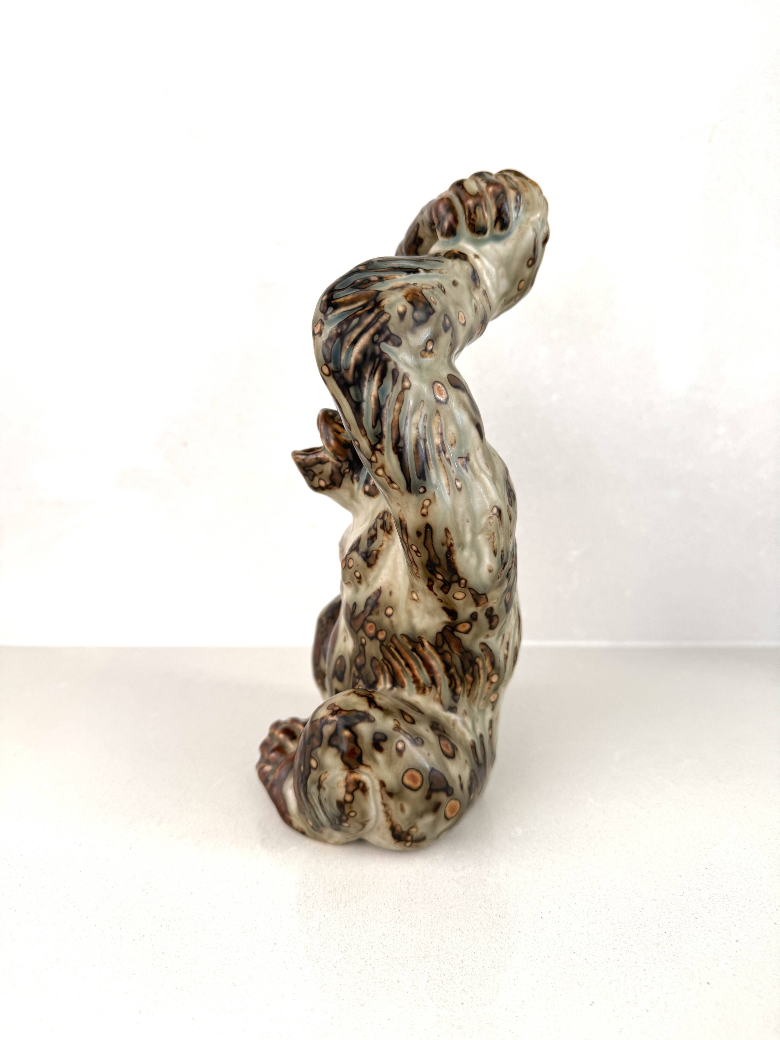 Knud Kjhn stoneware monkey, Royal Copenhagen, 1940s