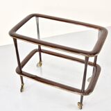 Mahogany brass and glass drinks trolley from italy, circa 1950