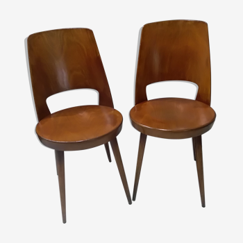 Paire de chaises de bistrot Baumann vintage modèle Mondor années 1960