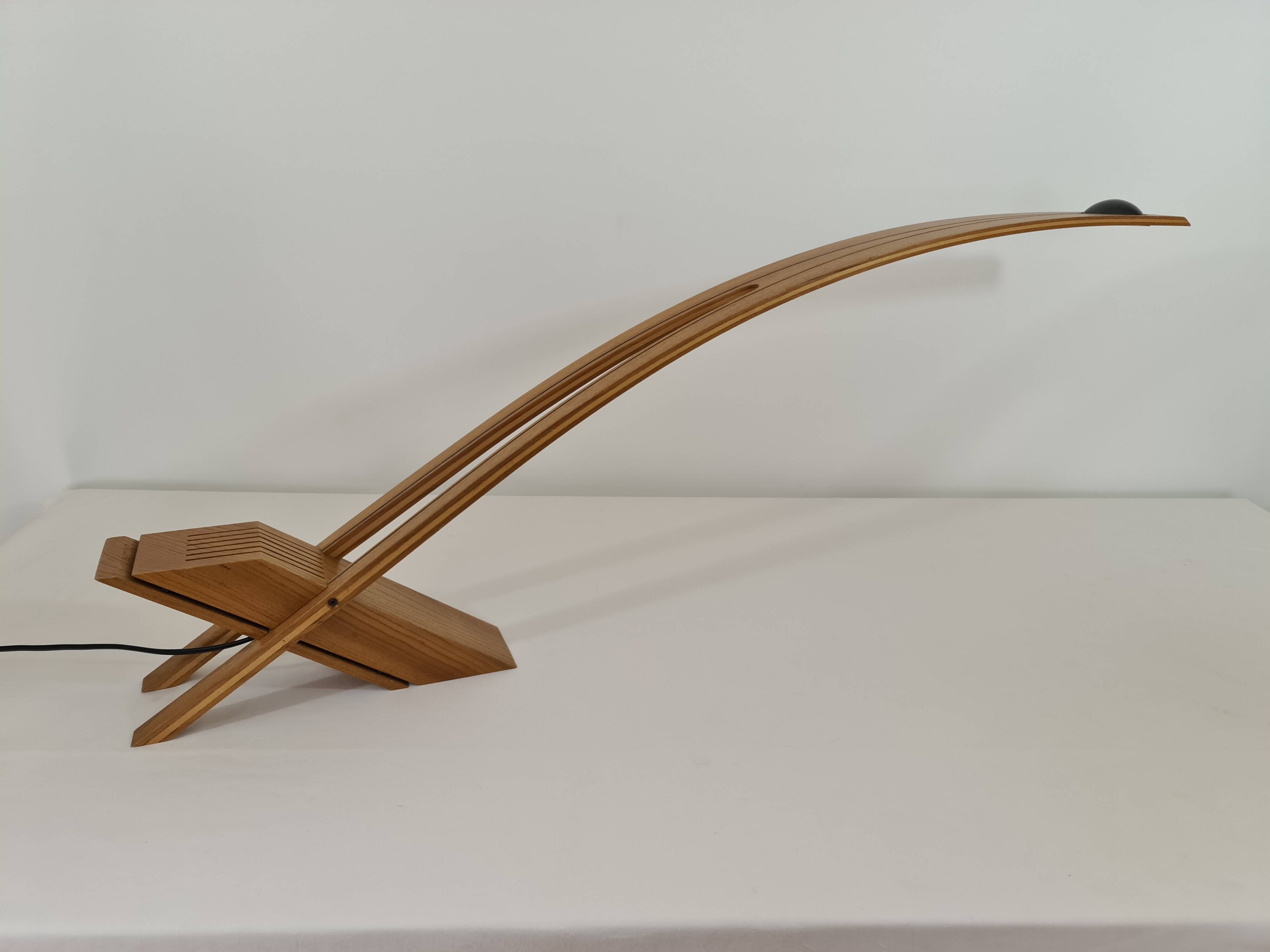 Syko desk lamp by bernard brousse in elm 1980s