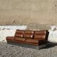 Three-seater canapé in brushed aluminium and brown leather, France, 1970.
