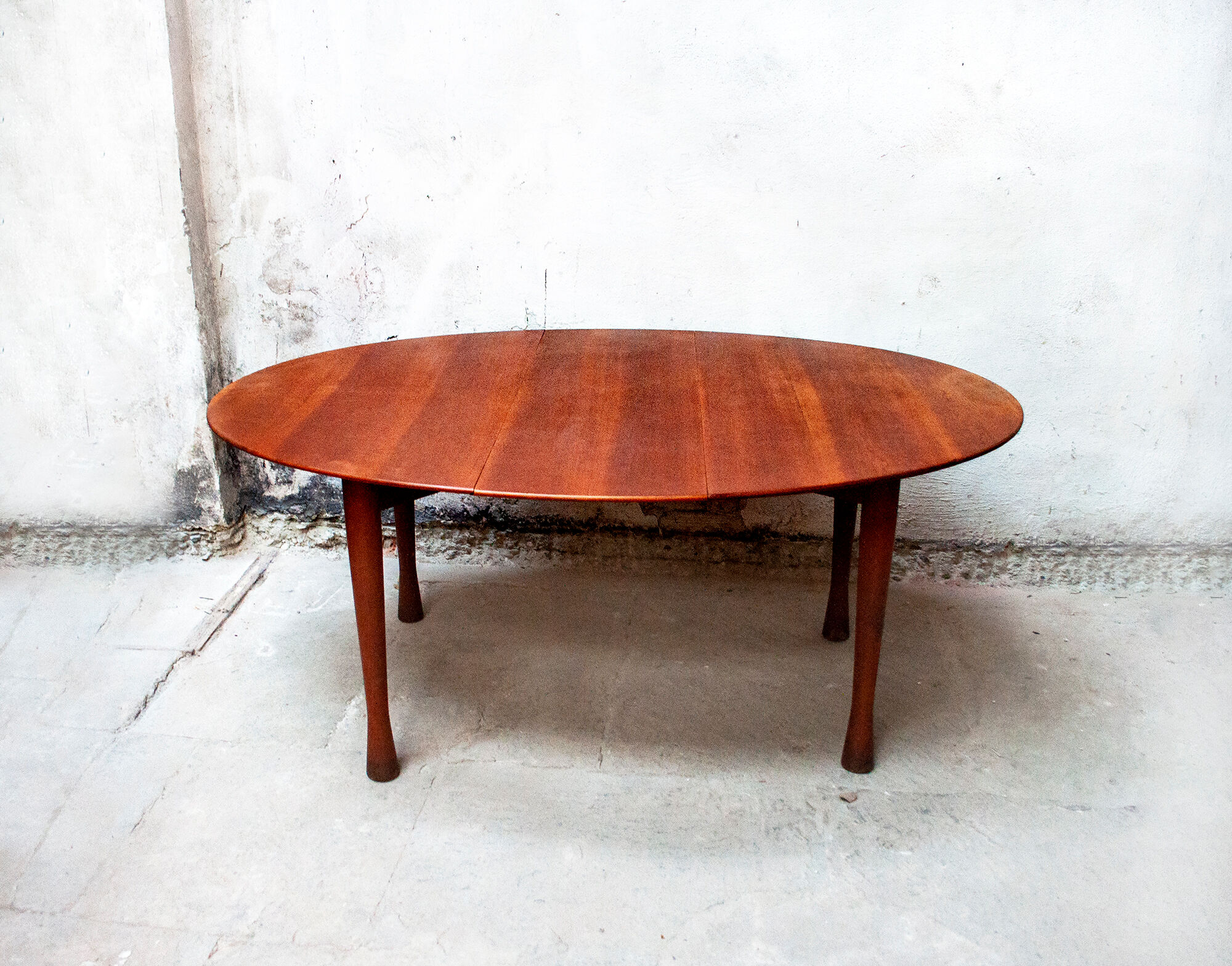 Oval cherry console table Model Babe by Vico Magistretti for De Padova Italia Year 1988