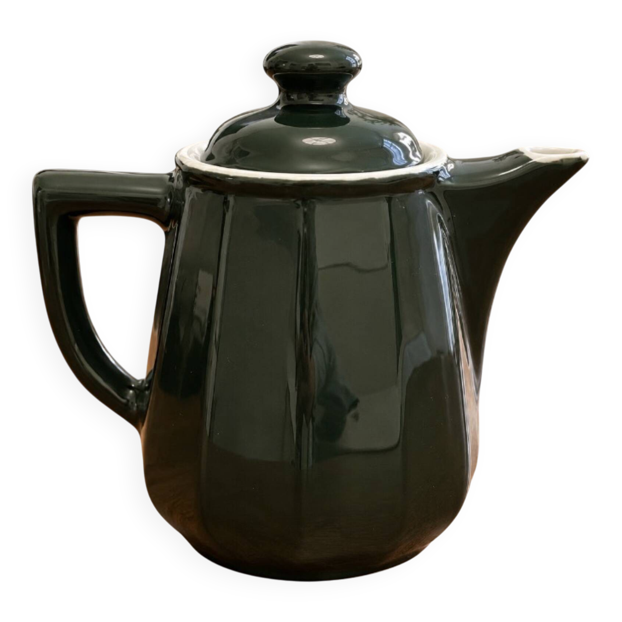 Vintage bistro jug in bottle green porcelain