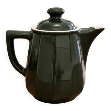 Verseuse bistrot vintage en porcelaine vert bouteille