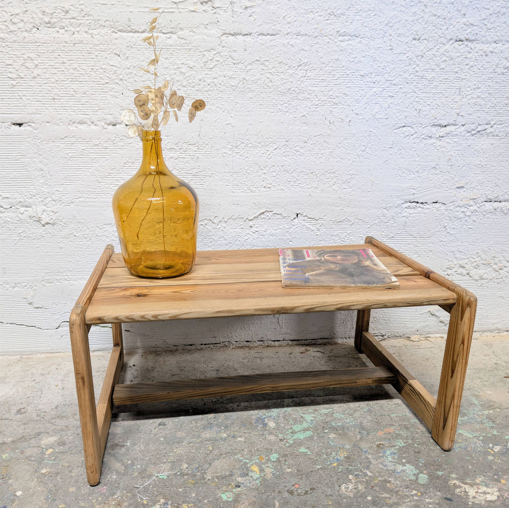 Table basse en pin massif, années 60