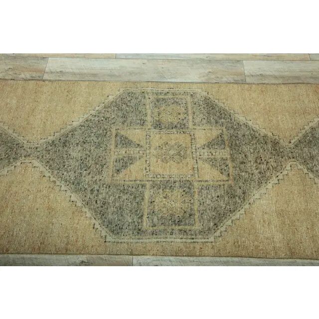 1970s Turkish hand-knotted runner rug 89x350