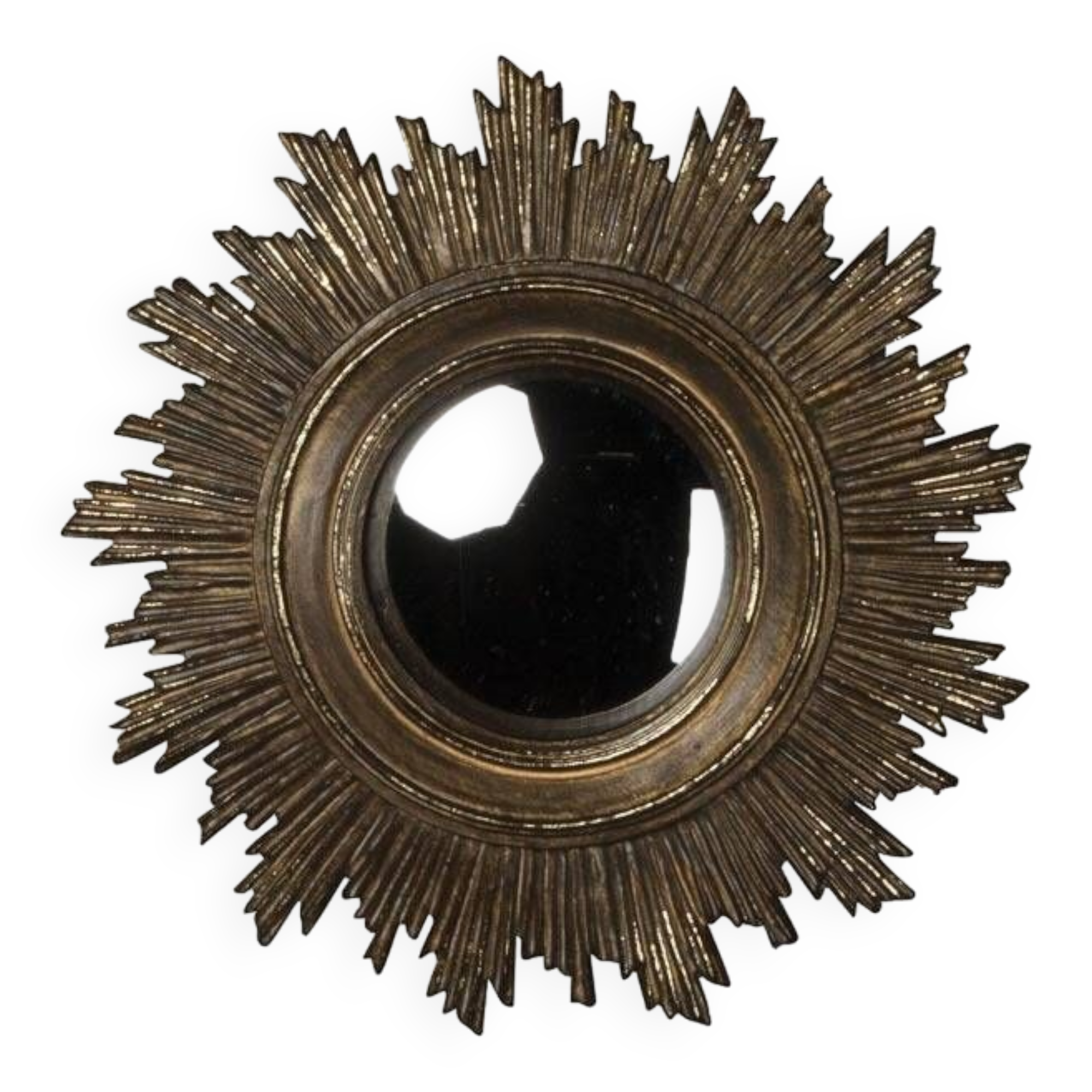 Antique golden sun convex mirror