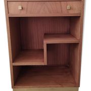 Meuble d'entrée d'appoint console art déco en bois couleur teck et doré