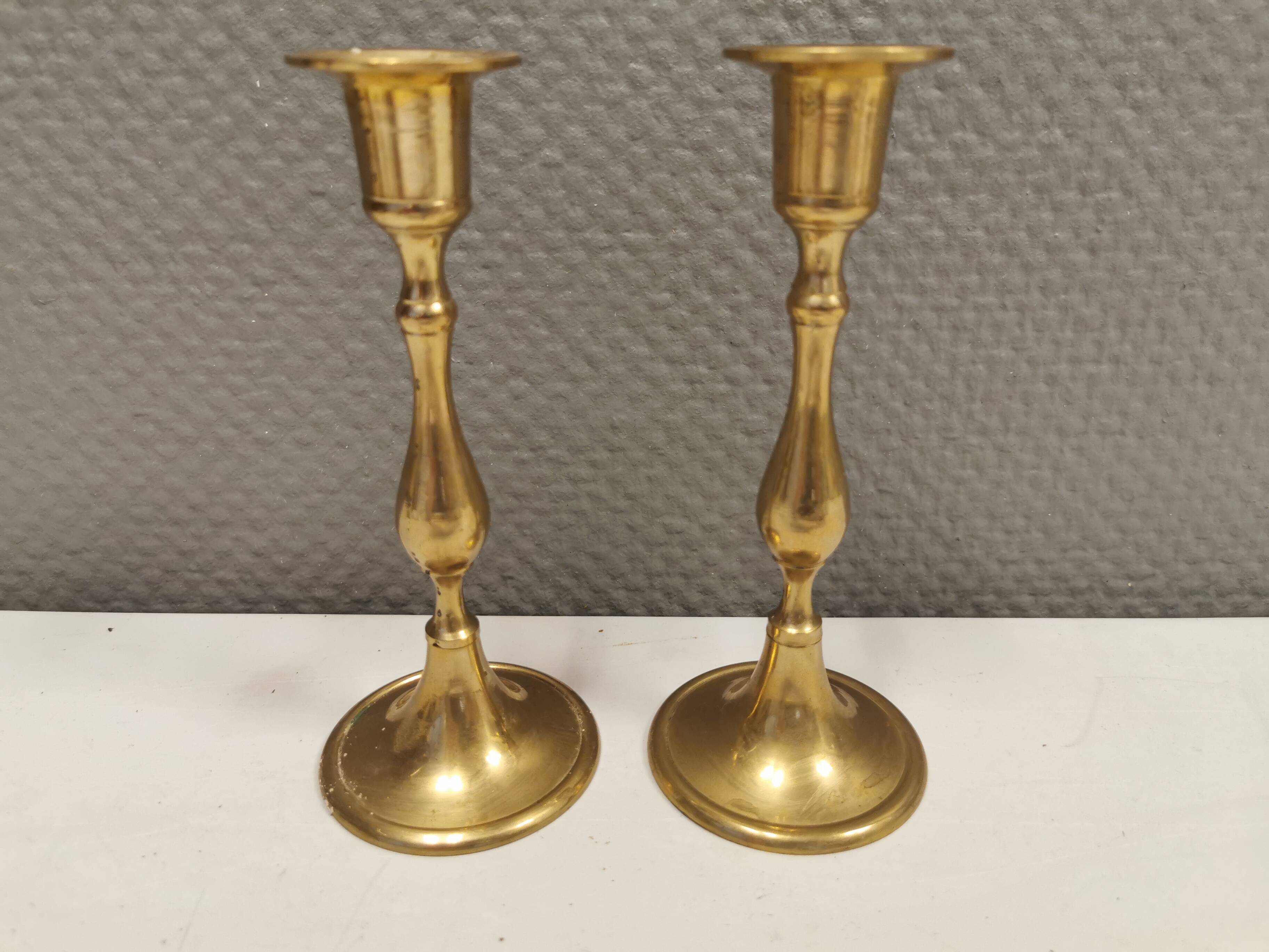 A set of classic Danish brass candle holders. Estimated 1960s.