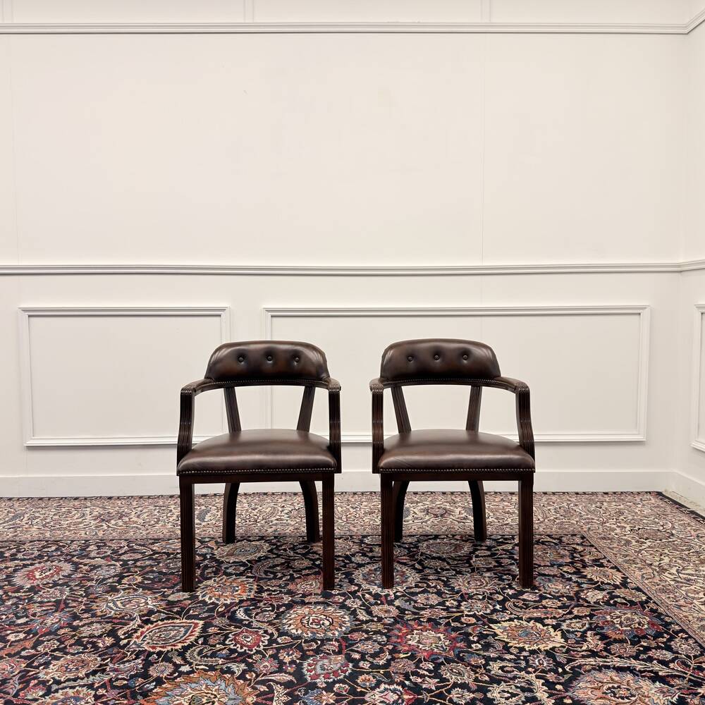 Set of English Chesterfield Desk Chairs