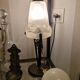 Lampe a poser vintage art déco 1930 pâte de verre et fer forgé