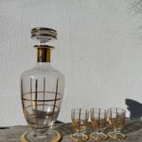 Art Deco glass and gold carafe or vase from the 1950s.