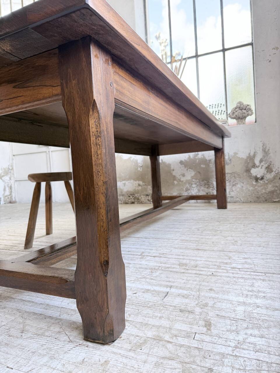 Table de ferme campagne noyer massif XL 250cm