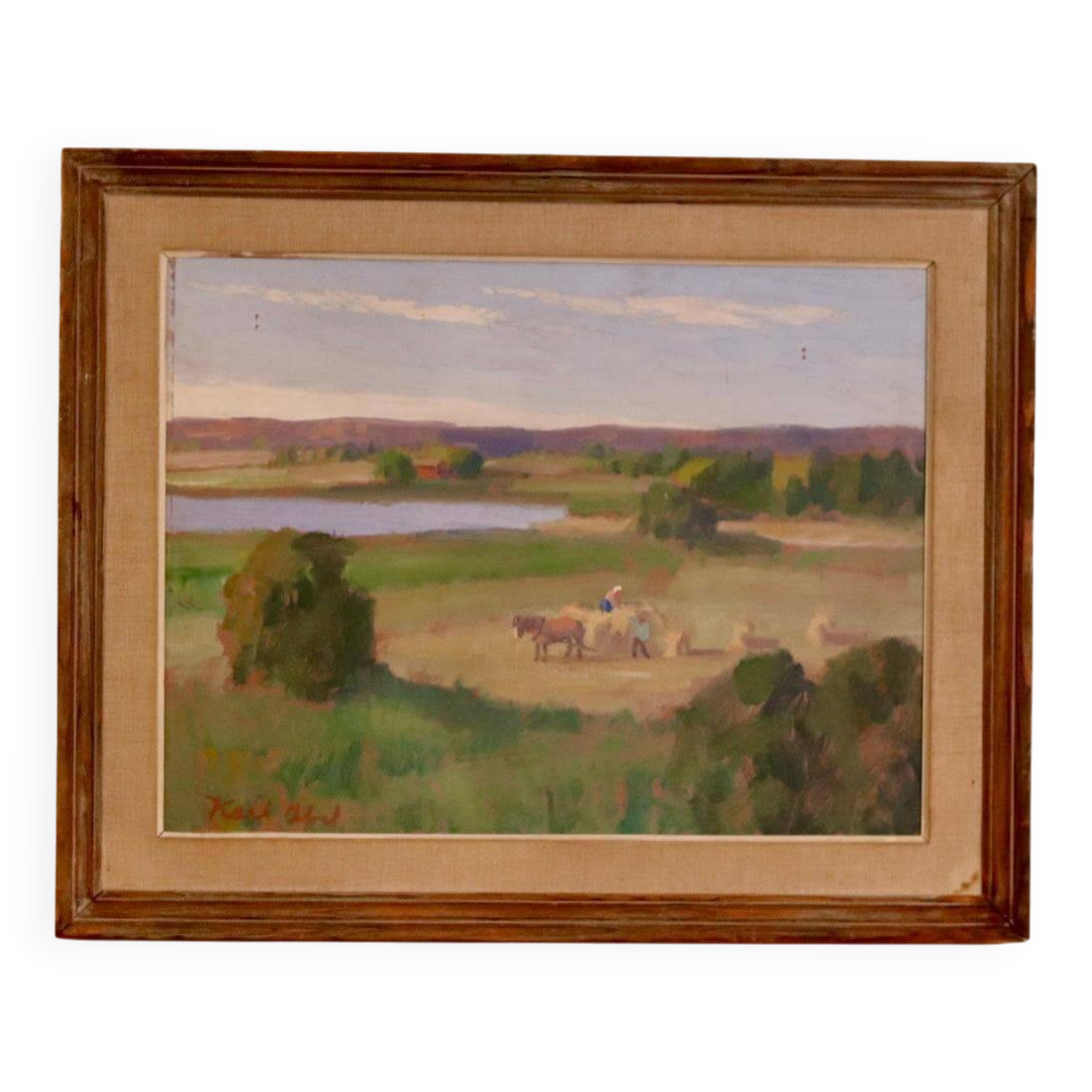 Oil on panel "Landscape" by Karl Abel