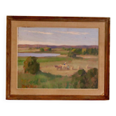 Oil on panel "Landscape" by Karl Abel