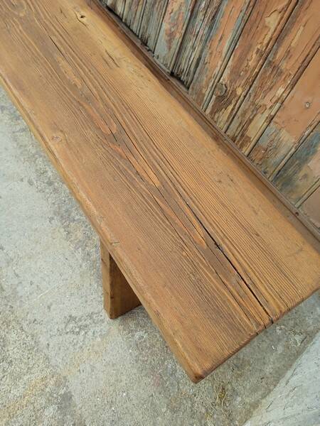 Bench 200 cm old patinated solid wood