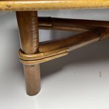 Vintage bamboo and rattan step stool