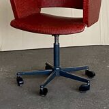 Vintage adjustable office chair – red faux leather, 1960-70s