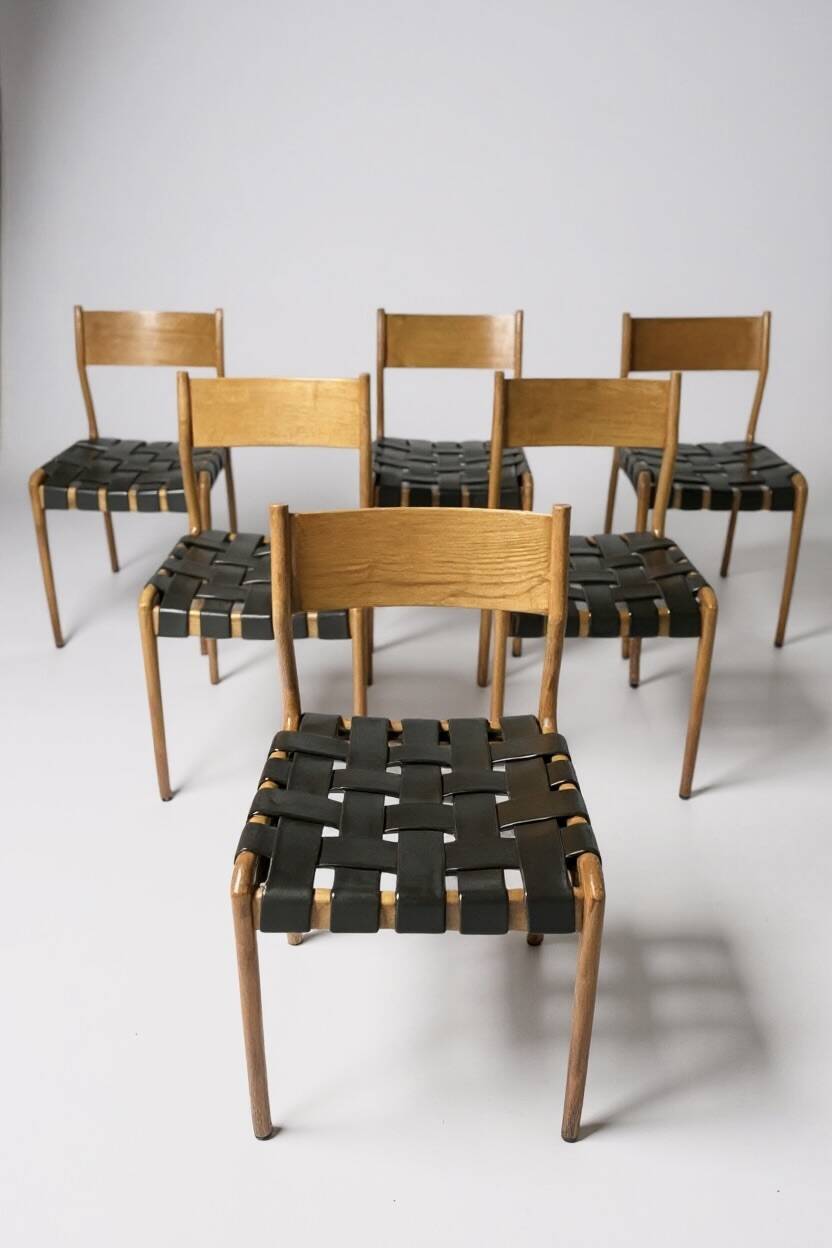 Set of 6 Italian Scandinavian Gessef chairs