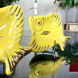 Soap Holder - Pair - Yellow Earthenware - Vintage Fish Bathroom Accessory