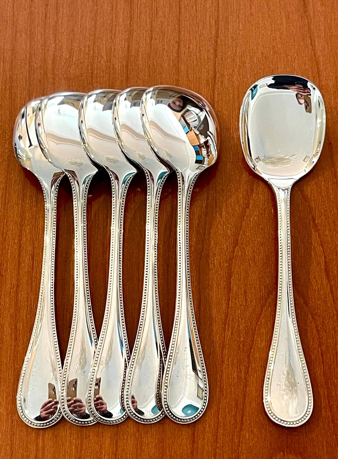 Christofle pearls, 6 ice cream spoons, sorbet, new condition