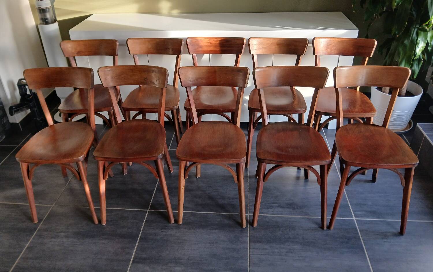 Set of 10 Luterma bistro chairs, 1960s.