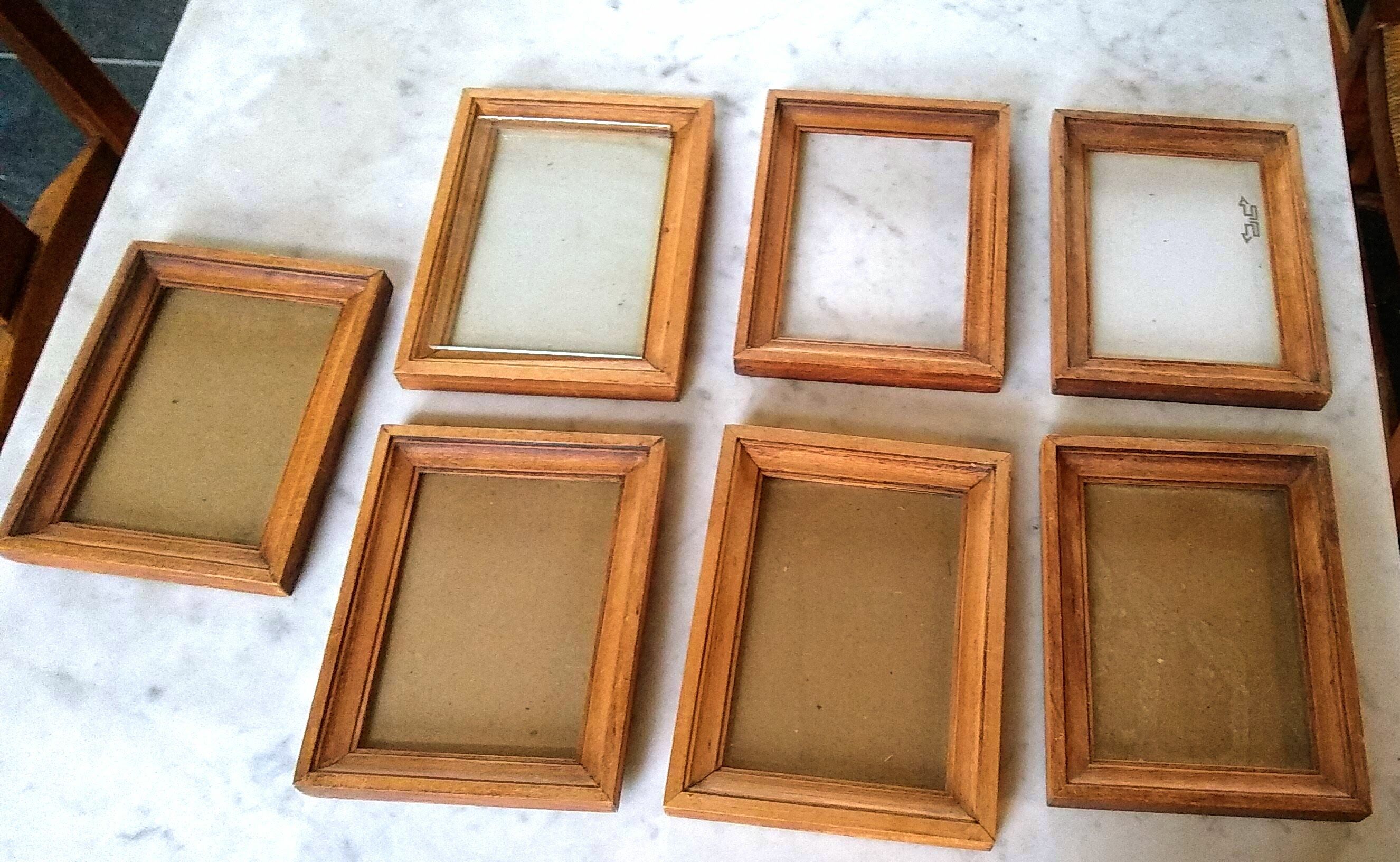 Set of 7 vintage rectangular wooden frames at will