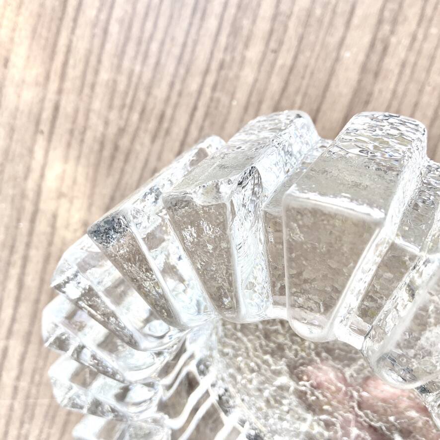 Glass ashtray with ICE pattern by Pukeberg, Swedish design, Scandinavian.