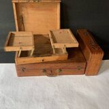 Petite valise de peintre en bois ancienne , mallette d'artiste, XIXème