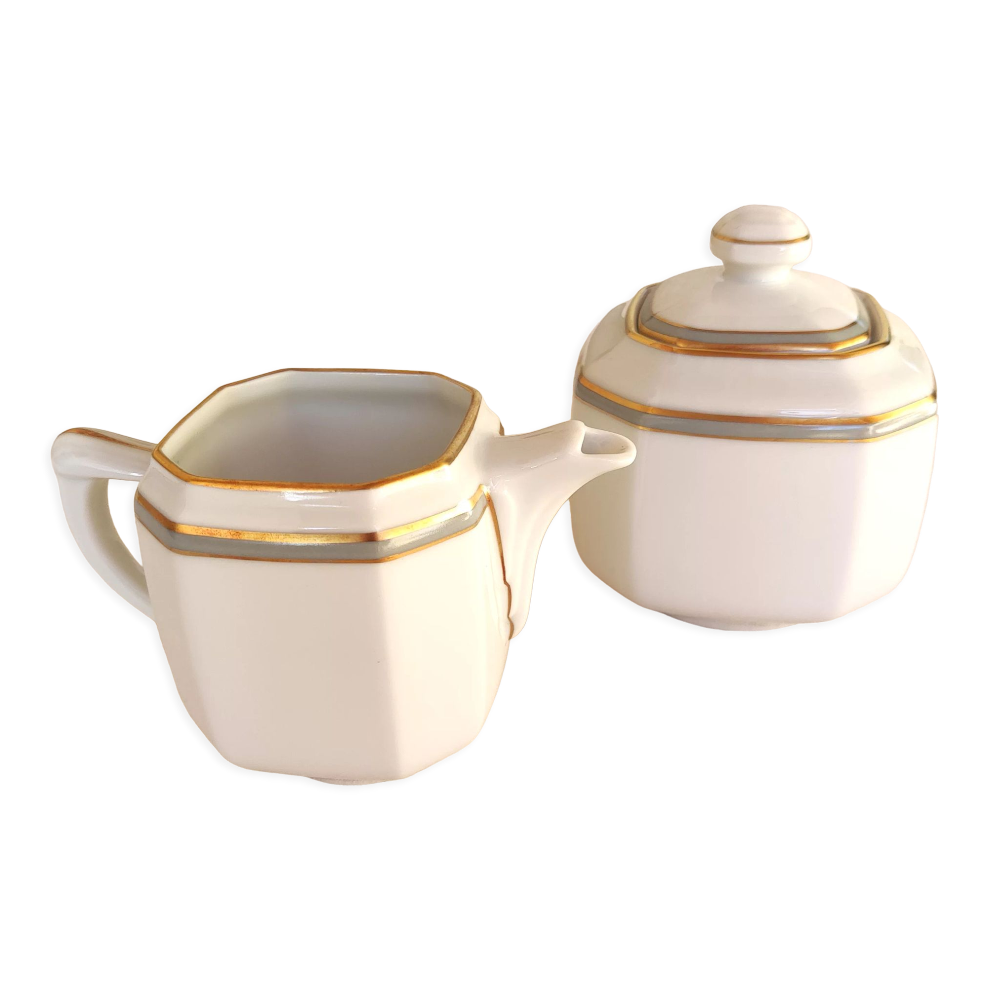 Porcelain creamer and sugar bowl - Elysée model - Jammet et Seignolles