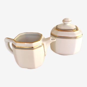 Porcelain creamer and sugar bowl - Elysée model - Jammet et Seignolles