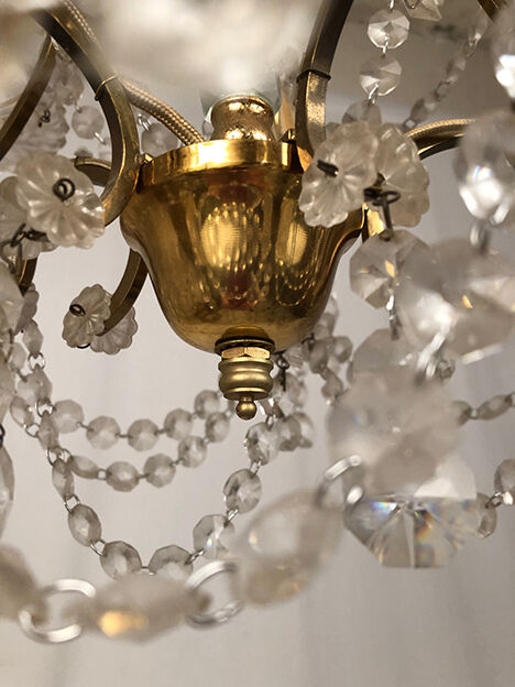 Chandelier with tassels with five arms of light, gilded metal, late 19th century