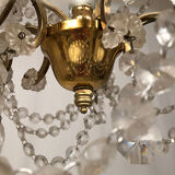 Lustre à pampilles à cinq bras de lumière, métal doré, fin XIXe