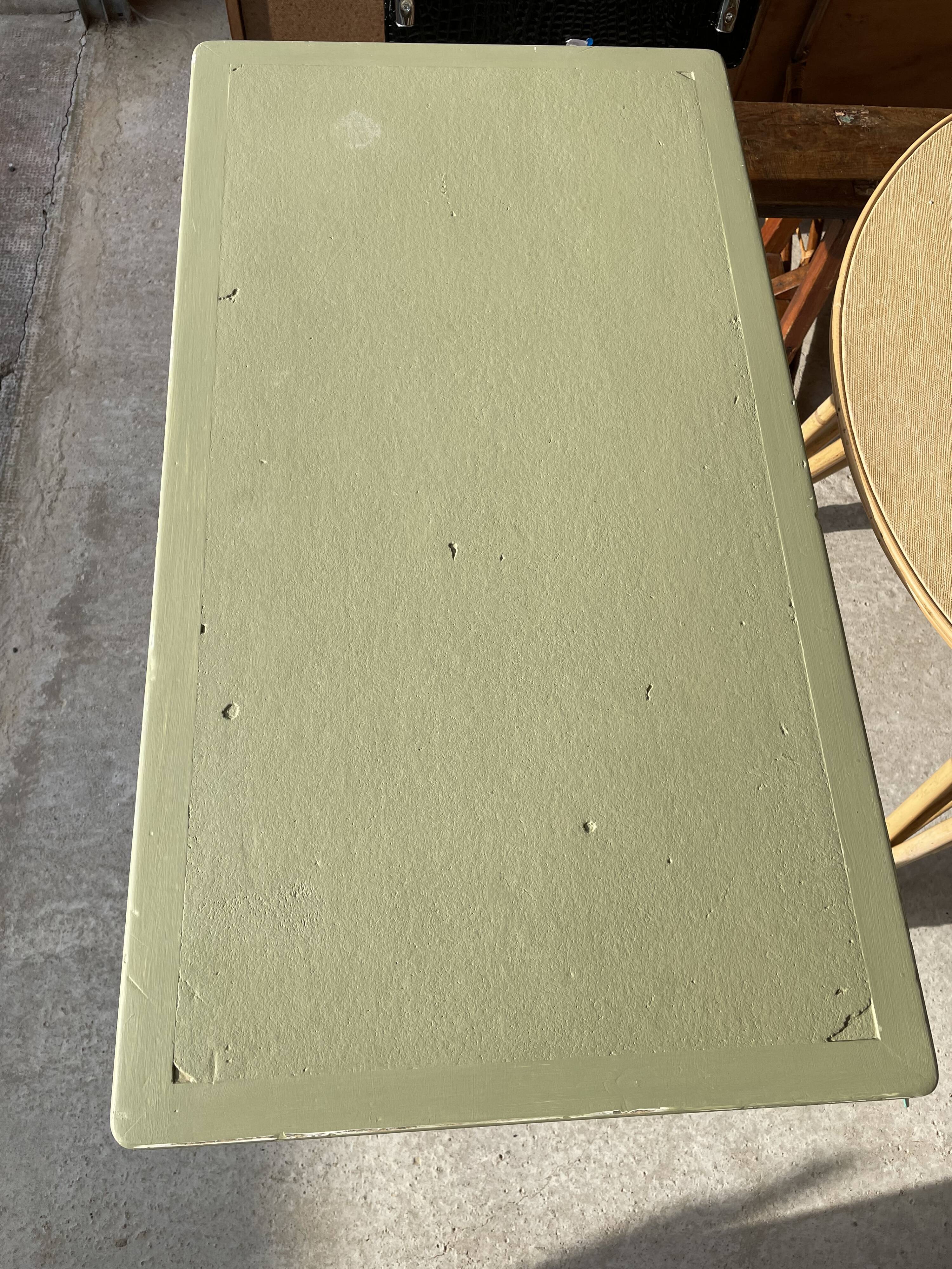 Patinated green baluster table