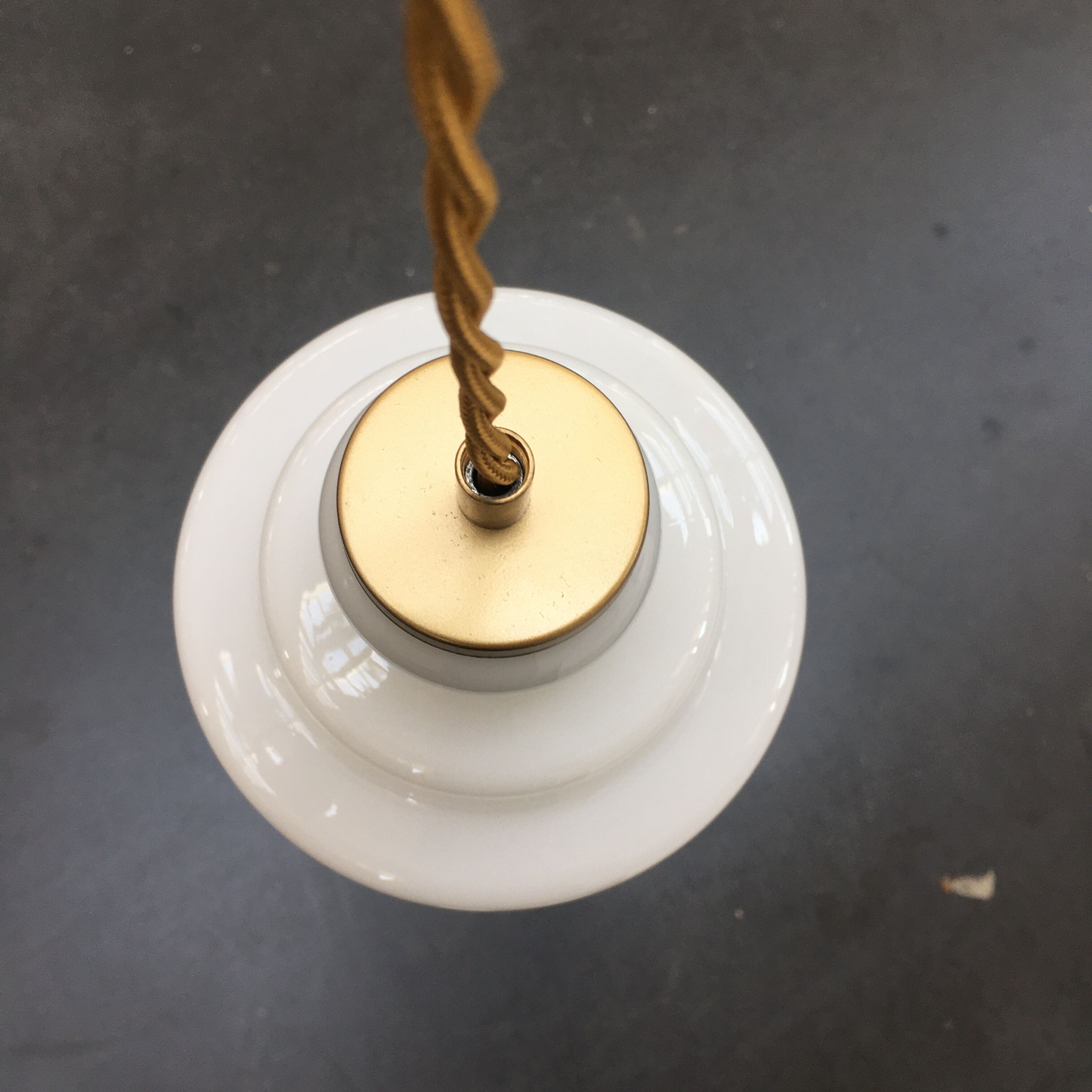 Art Deco pendant lamp in white opaline